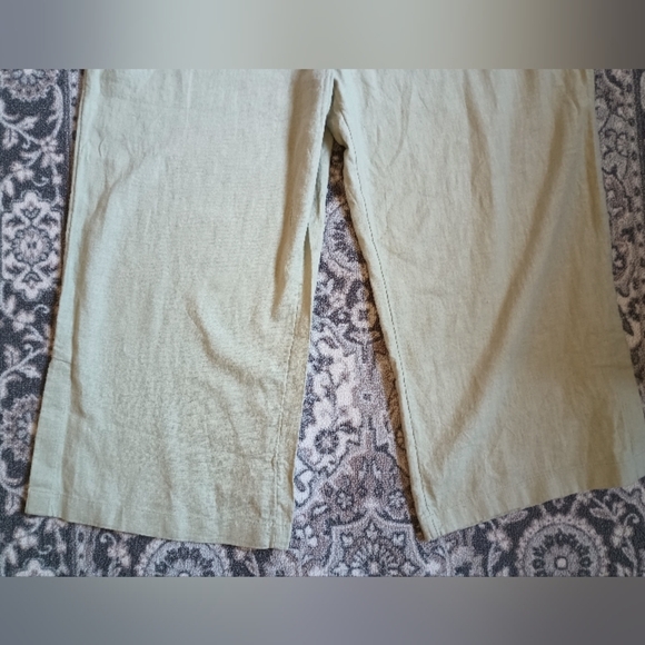 D & CO  Naturals Flax Linen Wide Leg Crop Pants Womens XL Petite Sage Green - Picture 4 of 10